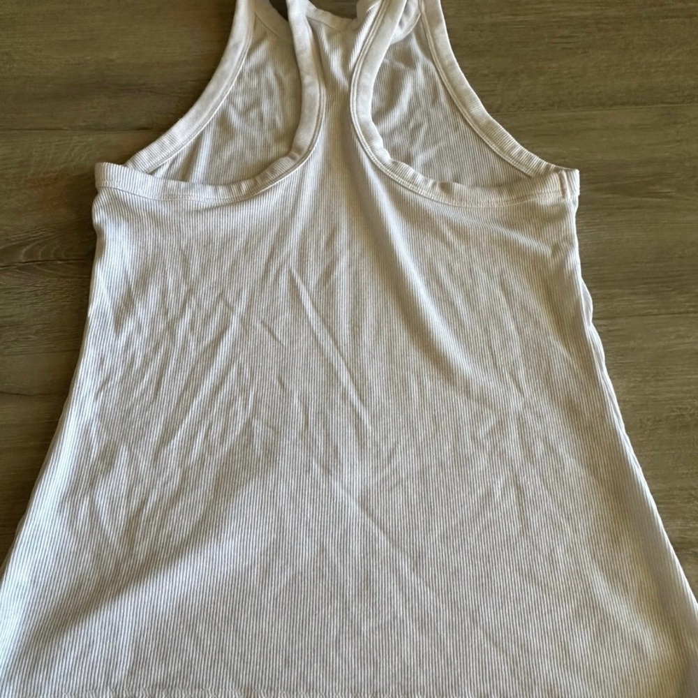 White Ribbed High-Neck Racerback Top - Picture 2 of 3